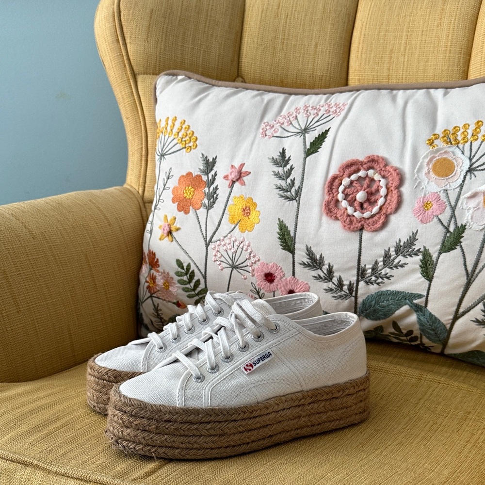 Superga White Espadrille Platform Sneakers